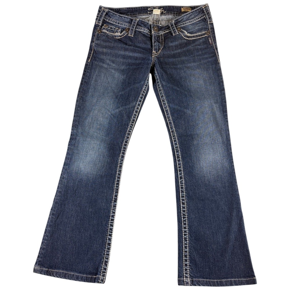 Silver Jeans Pioneer Jeans Womens 31x33 Blue Bootcut Dark Washed Worn Y2K